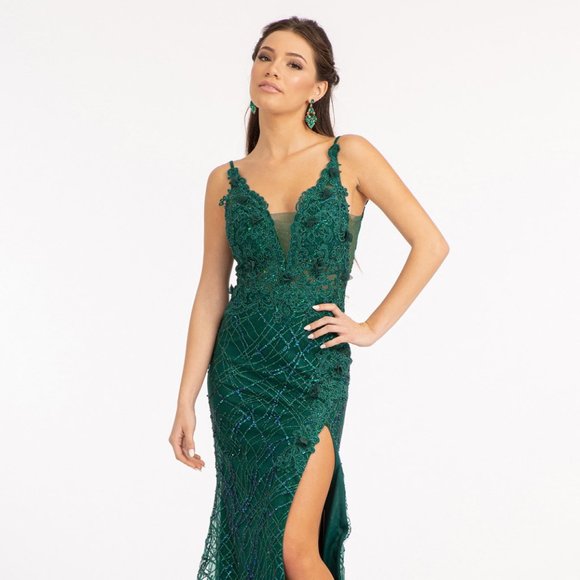GLS Collective Dresses & Skirts - NEW LONG OFF SHOULDER GLITTER NETTING SLEEVELESS DRESS WITH SHEER SIDES GL3042